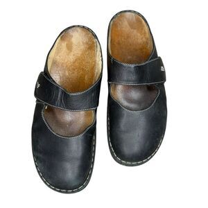 Finn Comfort Women’s 9/40 Stanford Black Leather Mule Sandals Closed Toe Shoes